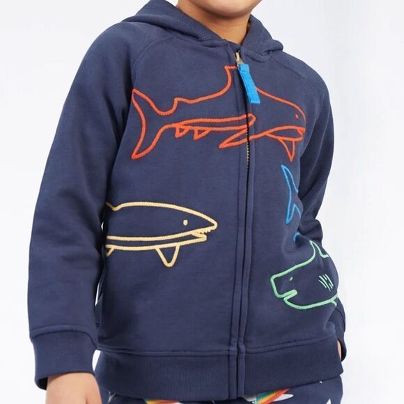 Frigi Luka Zip‎ Up Hoody Indigo Sharks 7-8 years NWT IN PACKAGING - Picture 2 of 5